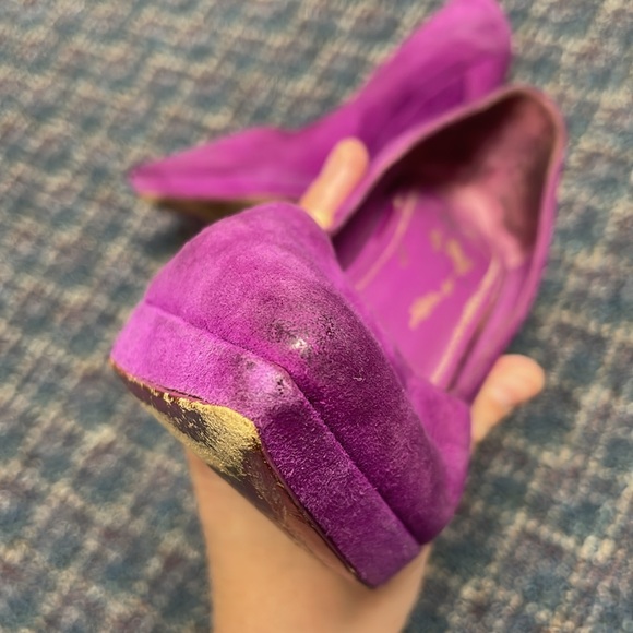 Preloved Saint Laurent Paris Purple Suede Janis Platform Pumps Size 39 - Picture 16 of 17
